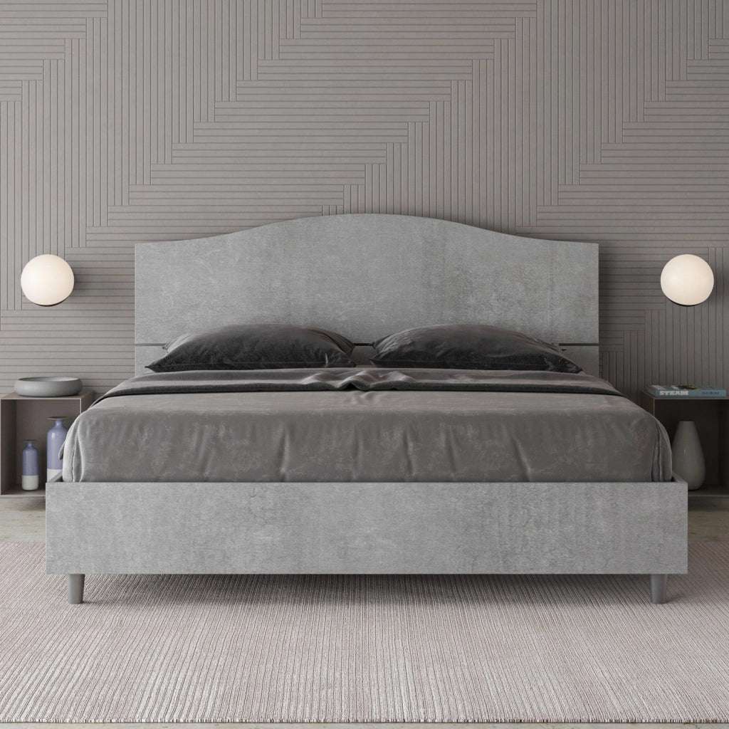 BS COM Letto matrimoniale contenitore doppia alzata 160x200 cemento