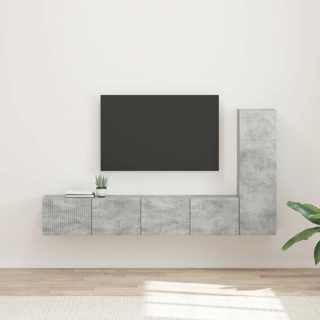 Set mobile TV 3 pcs Grigio cemento Legno multistrato 3408991