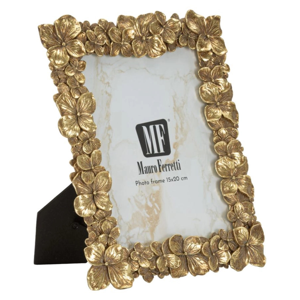 Cornice portafoto con rilievi floreali oro L 21.5 x H 26.7 cm