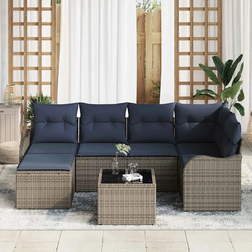 Set Divano da Giardino 7 pz Grigio polyrattan 3345785