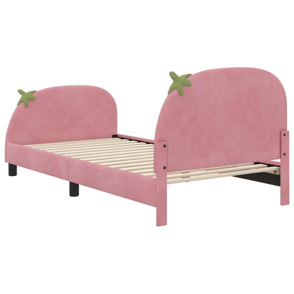 Struttura letto bambini con testata-Giroletto per bambini Rosa 90 x 200 cm Velluto 278134