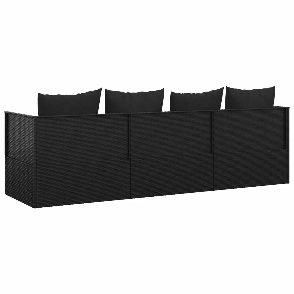 Lettino Prendisole da Esterno con Cuscini Nero in Polyrattan cod mxl 65500