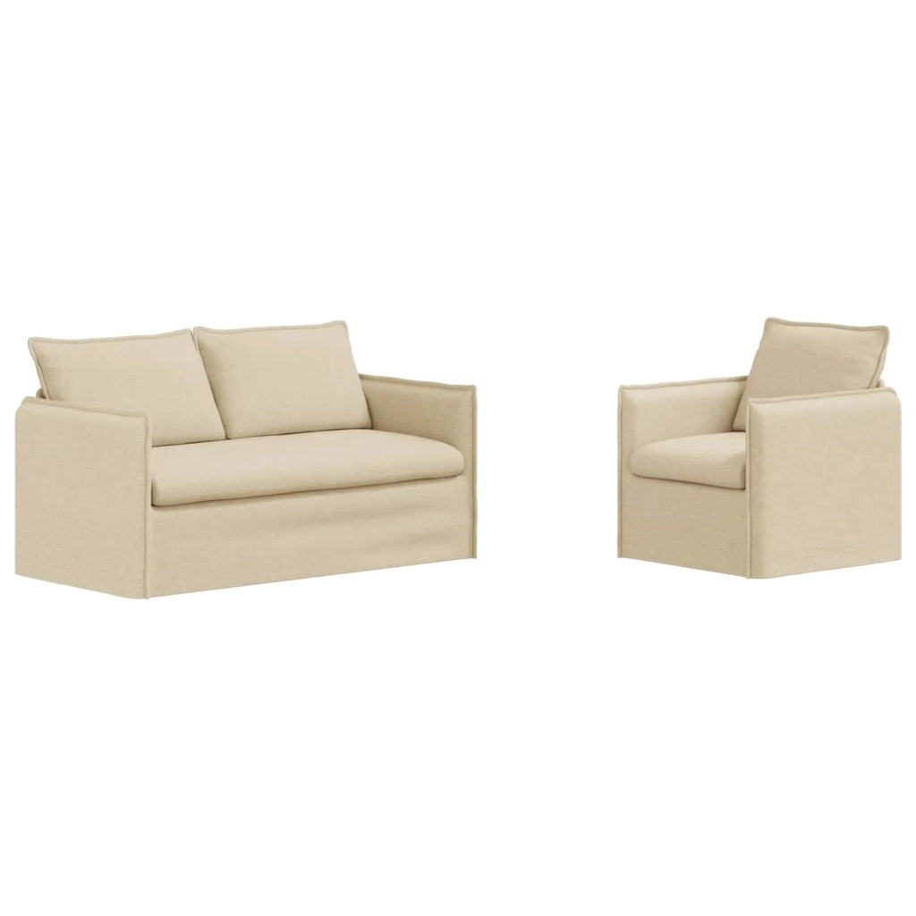 Set di divani 2 pcs Crema 156 x 82 x 85 cm Tessuto 3407572