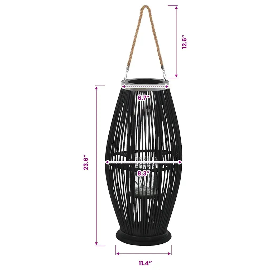 Supporto per Lanterna a Sospensione in Bamb¨´ 60 cm Nero CFW1985485
