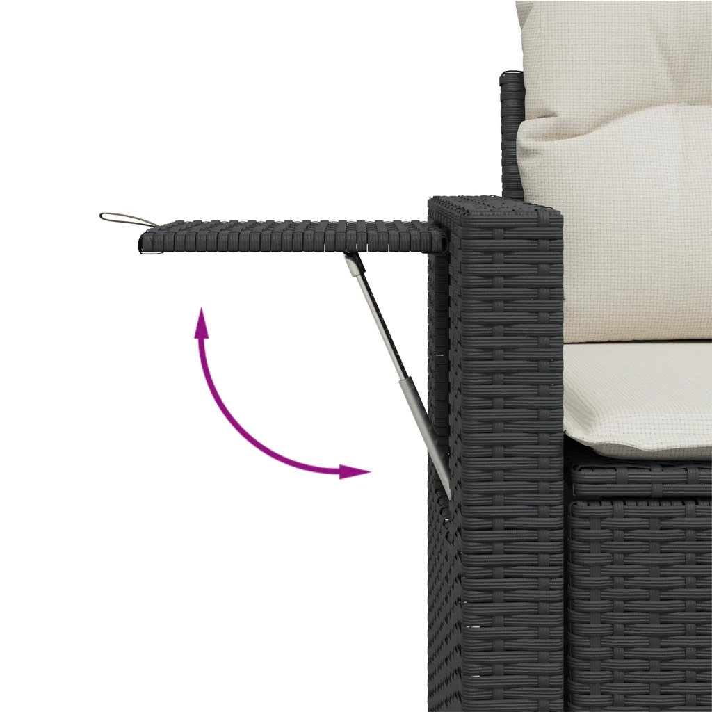 Set Divani da Giardino 5 pz | Set Salotto da Giardino con Cuscini in Polyrattan Nero