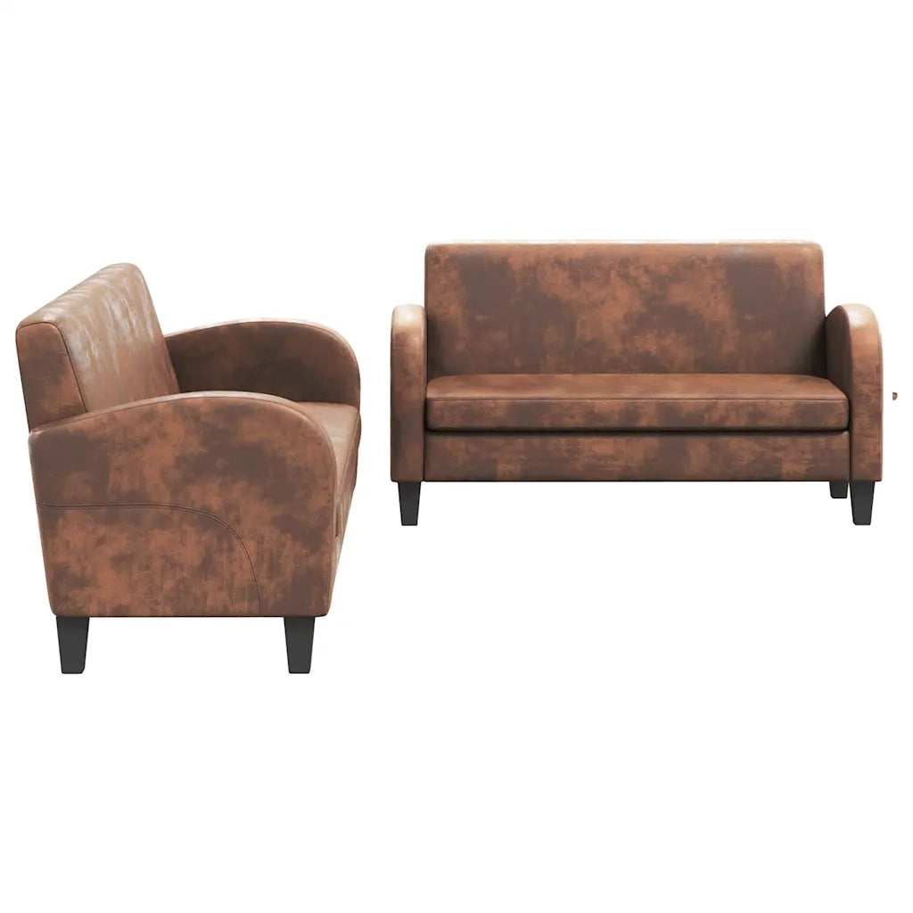 Set Divani 2 pz in Camoscio Artificiale Marrone 275226