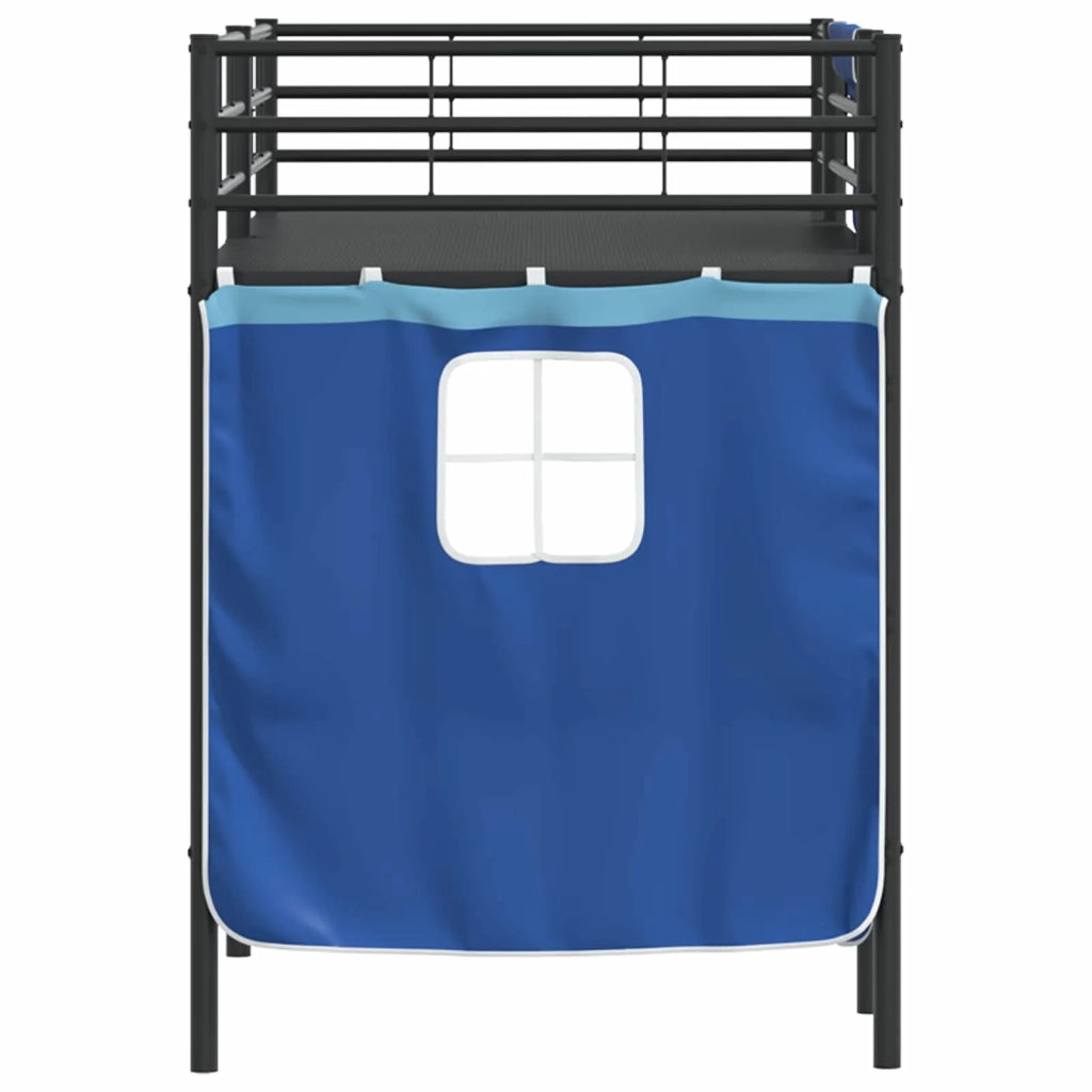 Struttura del Letto Loft per Bambini con Tendine-Giroletto per bambini Nero e Blu 384317