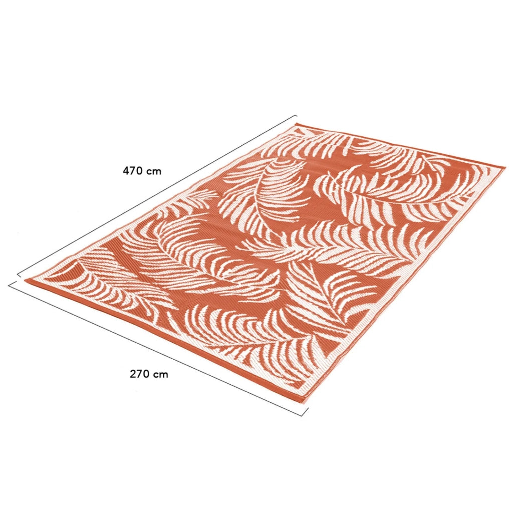 IDMarket - Tappeto per esterni COCO tropical terracotta e bianco 270 x 470 CM