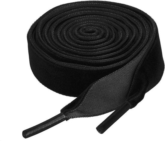 Ginnastica con cintura piatta e lacci in velluto, nero, 130 cm