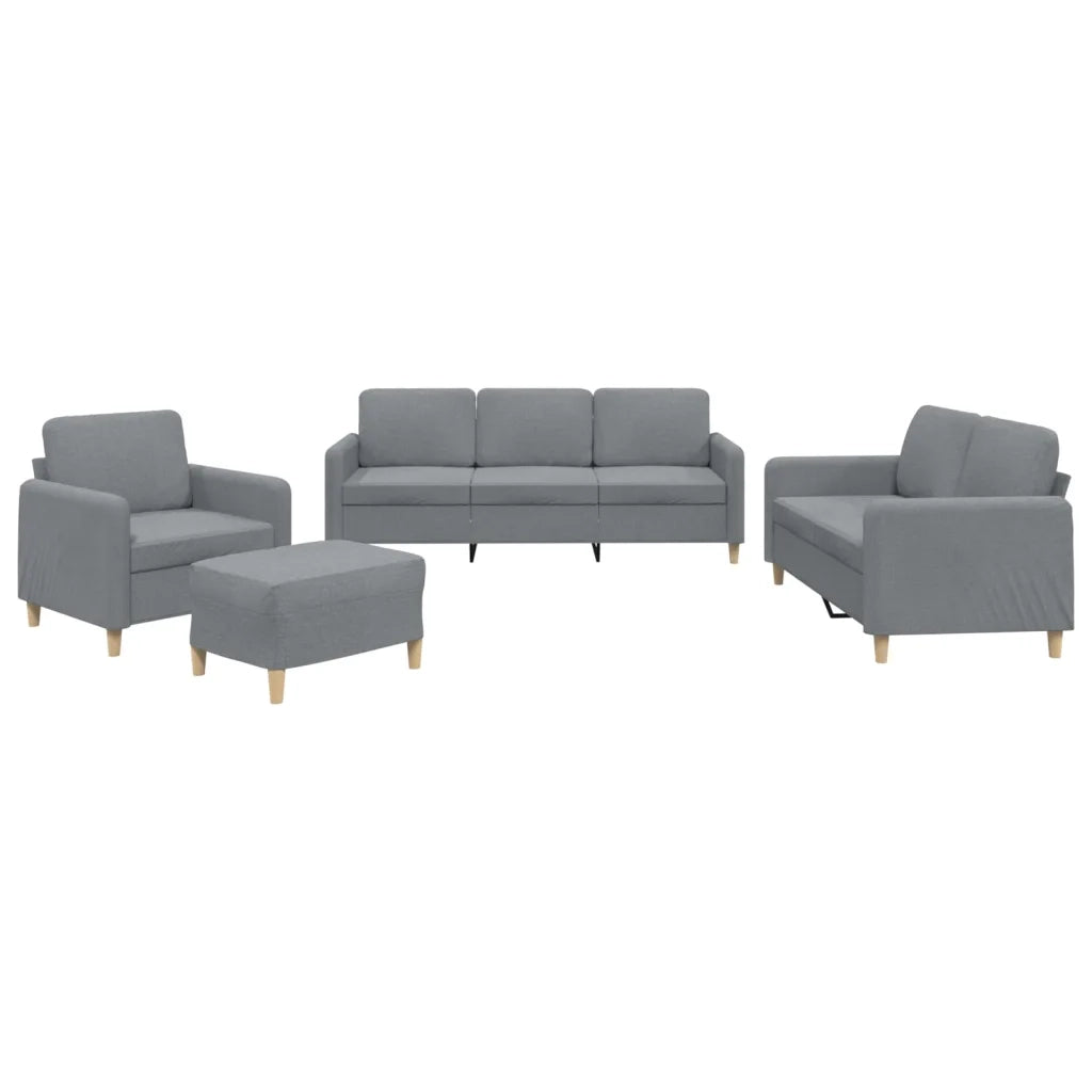 Set di Divani 4 pz con Cuscini Grigio Chiaro in Tessuto