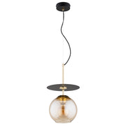 Lampada sospensione QEENCY nero-oro sfera ambra E27 Alfa