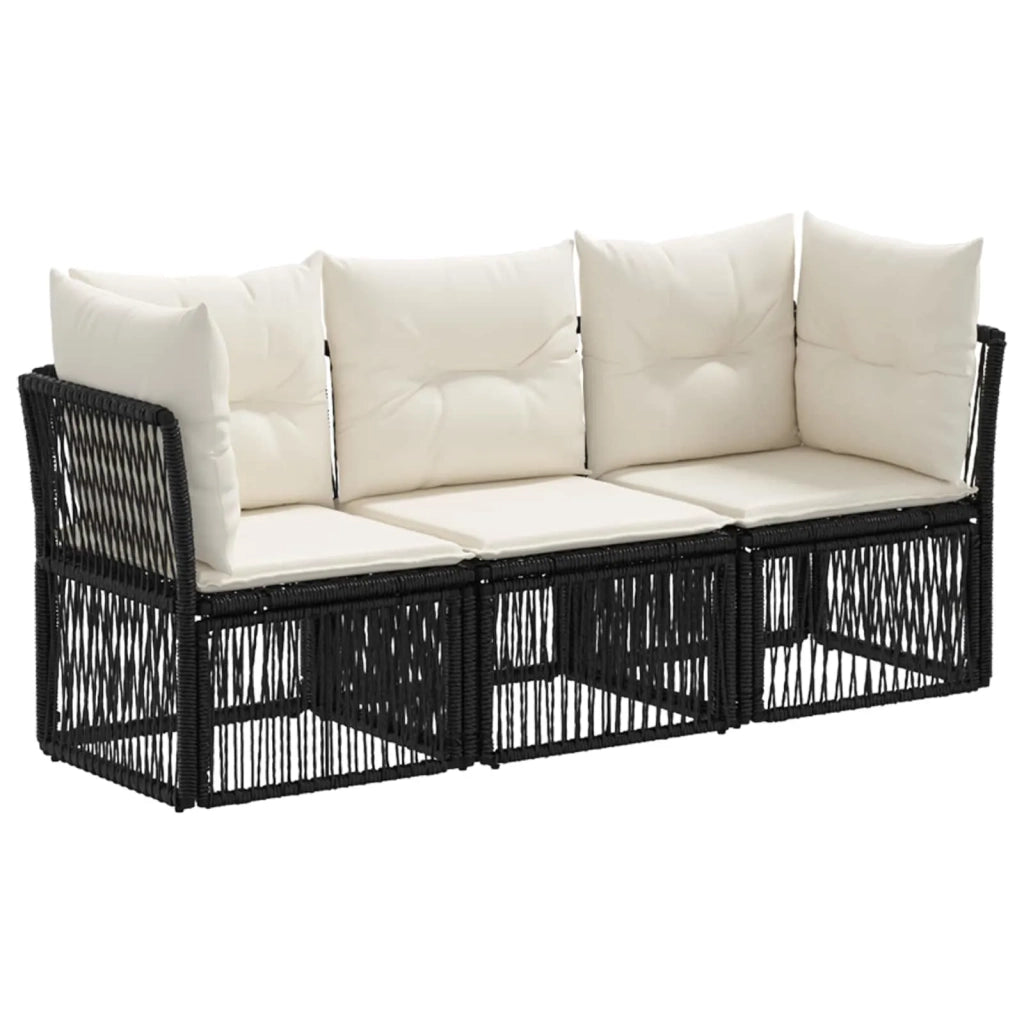 Set Divano da Giardino 3 pcs Nero polyrattan 3434122