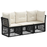 Set Divano da Giardino 3 pcs Nero polyrattan 3434122
