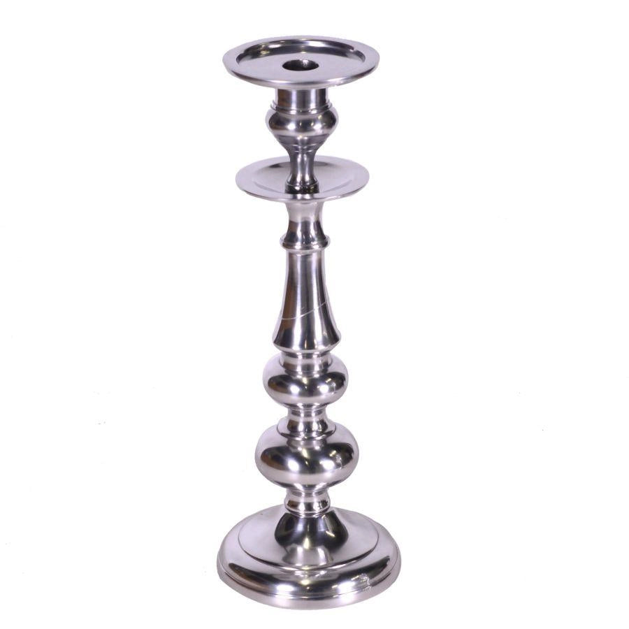 Portacandele alluminio argento 1p cmø13h37