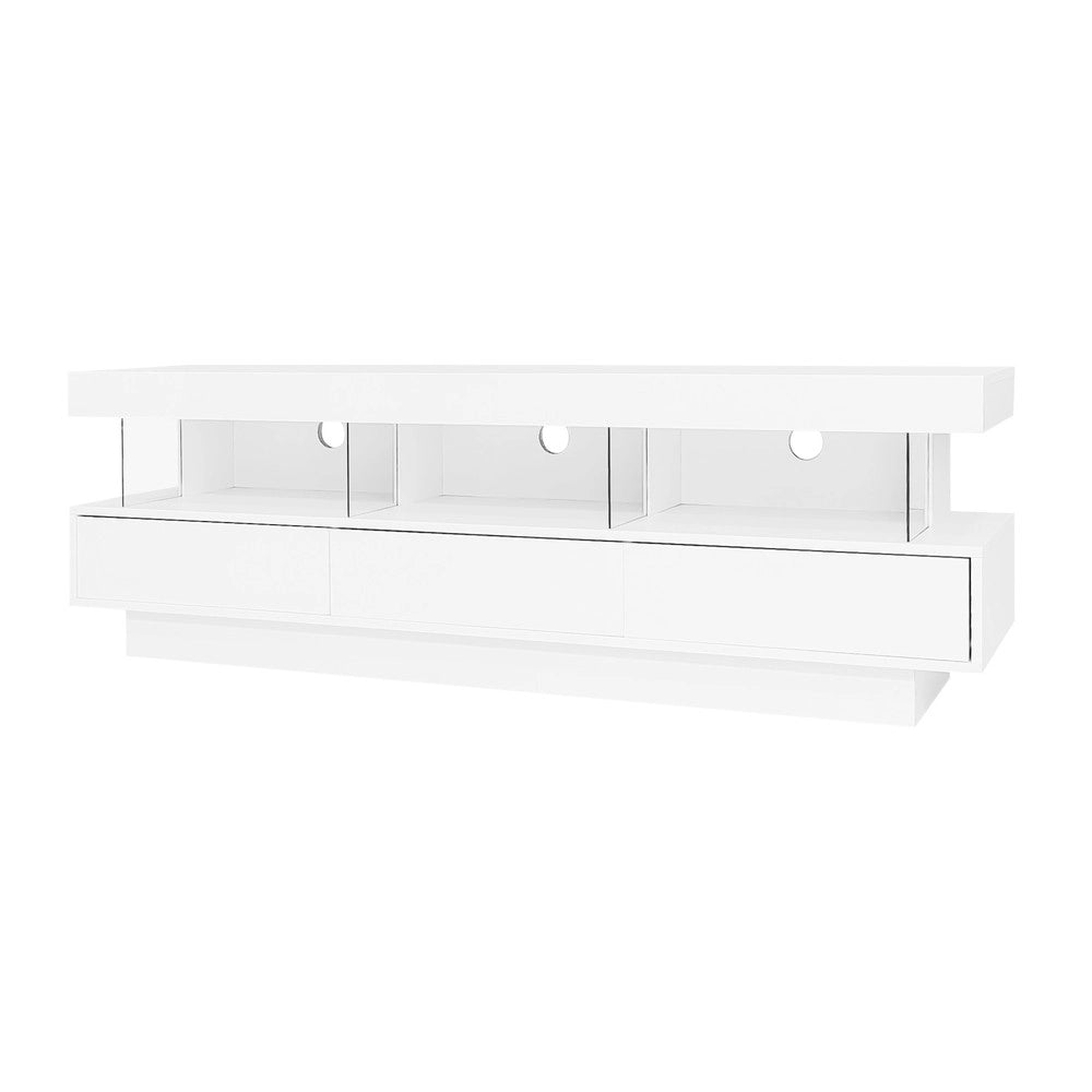 Mobile TV con LED e Vetro ¨C Xylo ¨C Bianco Lucido, 160x38x50,5 cm, per TV 70 Pollici