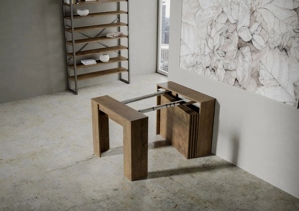 Consolle Allungabile 90-296x48x77 cm in Nobilitato Marrone