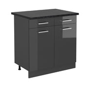 Mobiletto base per cucina R-Line Antracite lucido/Antracite 80 cm, PL Antracite Vicco