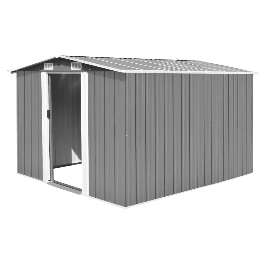 Casetta da giardino cabina ripostiglio casetta da esterno robusta casetta per attrezzi 257 x 298 x 178 cm metallo grigio 02_0022163