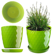 Vaso da fiori KADAX con supporto, coperchio rotondo, plastica, verde, 30 cm