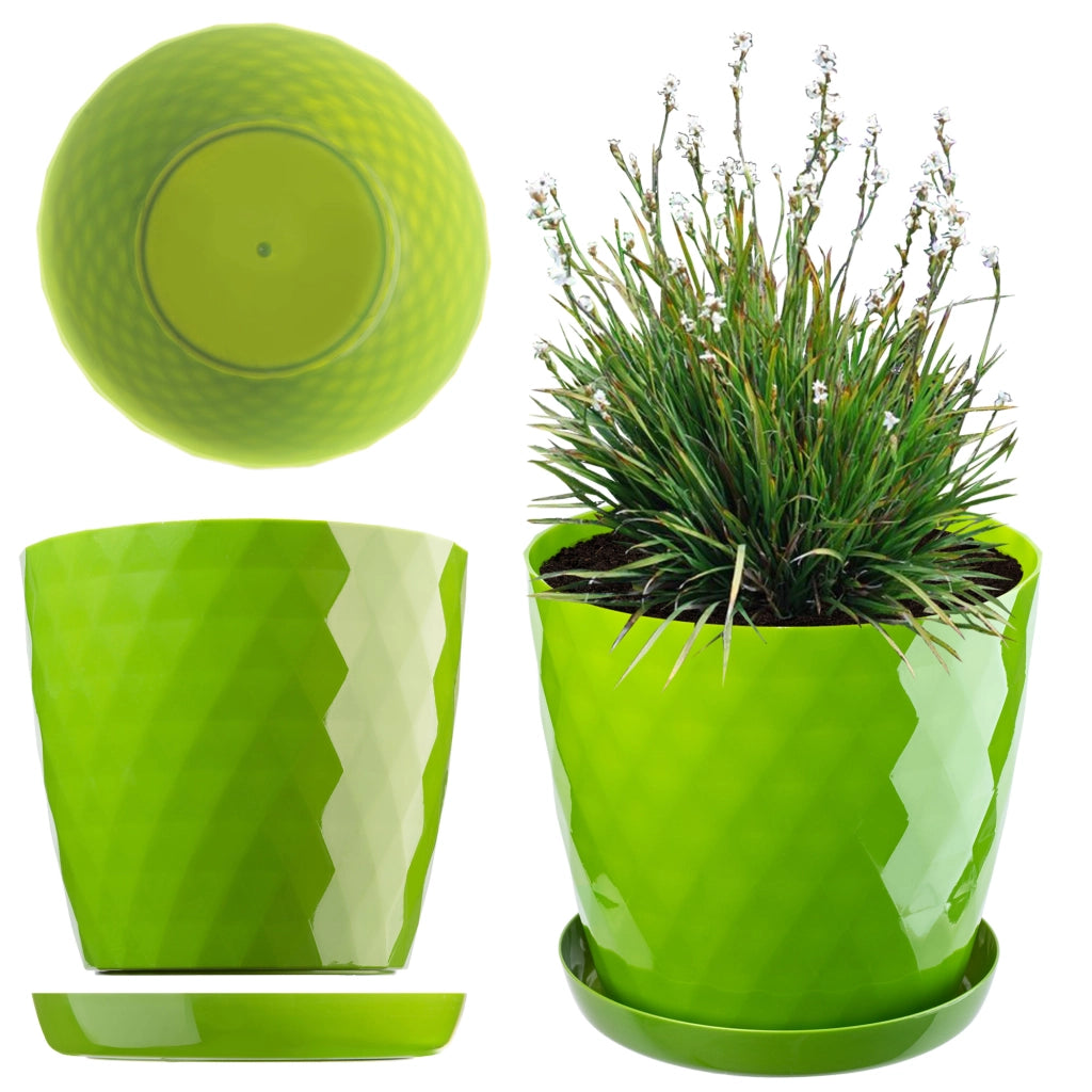 Vaso da fiori KADAX con supporto, coperchio rotondo, plastica, verde, 30 cm