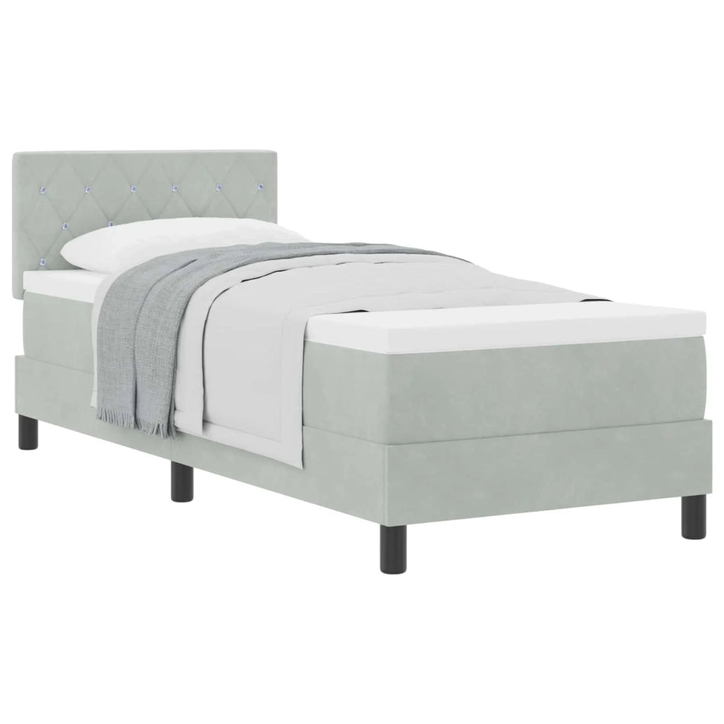 Letto a molle con materasso Grigio chiaro 80 x 200 cm Velluto 3339068