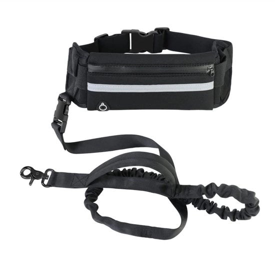Cintura per cani jogging - Manubrio senza mani per cani - Riflettente e allungabile - Nero - Ideale per jogging e passeggiate - Adatto per cani di -