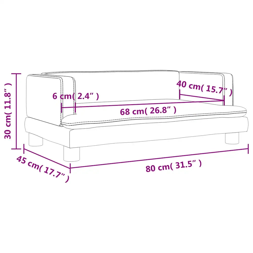 Divano per Bambini-Sofa-Divanetto Crema 80x45x30 cm in Velluto