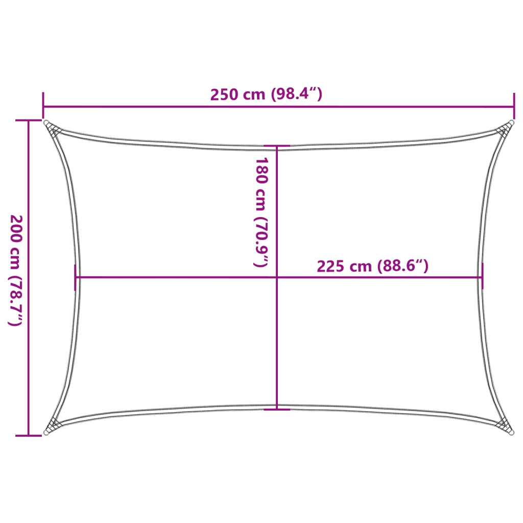 Vela Parasole 160 g/m² Nera 2x2,5 m in HDPE 311721