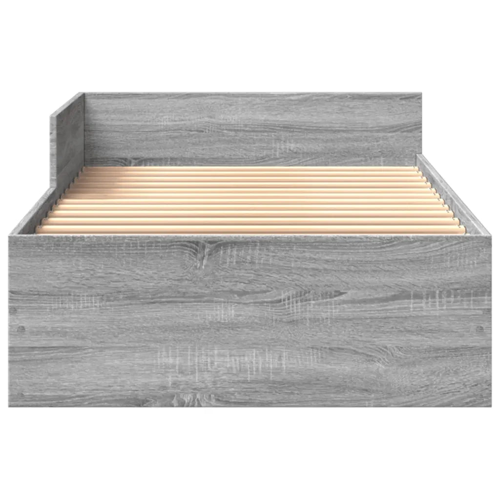 Letto singolo | Letto per adulti | Giroletto Grigio Sonoma 90x200 cm in Legno Multistrato