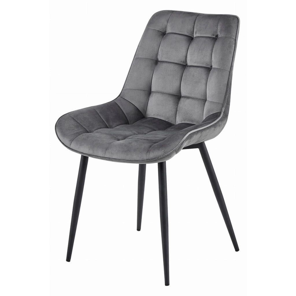 Sedia Bera in velluto grigio scuro e metallo nero
