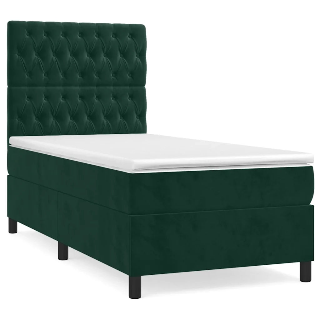Giroletto a Molle con Materasso Verde Scuro 90x200 cm Velluto 3143184