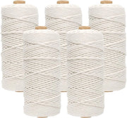 Set di corda macramé 5 pezzi - 3mm x 100m - Cotone bianco - Resistente e duraturo - Ideale per il fai da te - Bianco