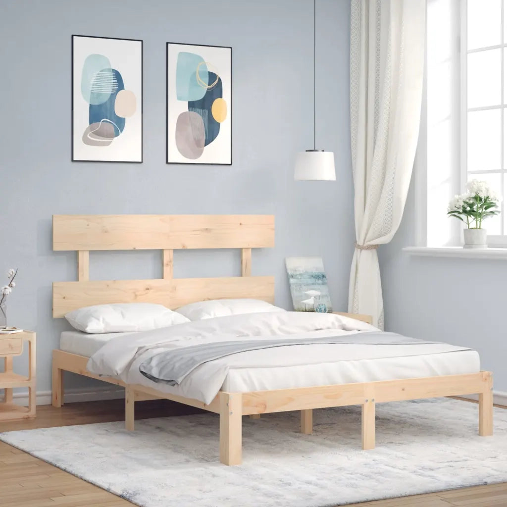 Letto senza Materasso-Struttura Letto 140x190 cm in Legno Massello di Pino 513508
