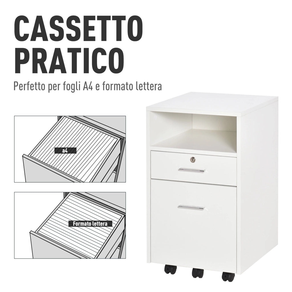 Scrivania con cassettiera e ripiano ¨C Minimal ¨C 39x40x65 cm, bianco