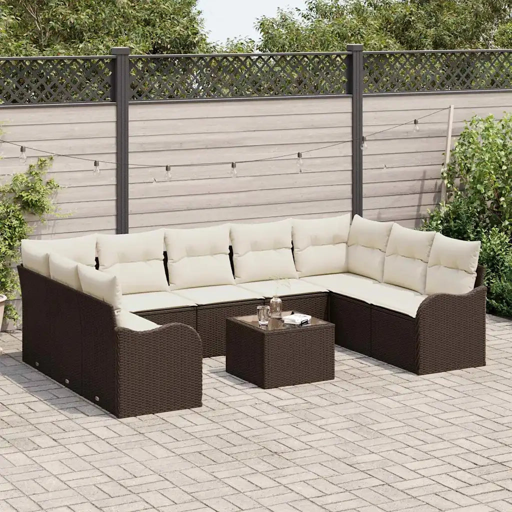 Set Divano da Giardino Marrone polyrattan