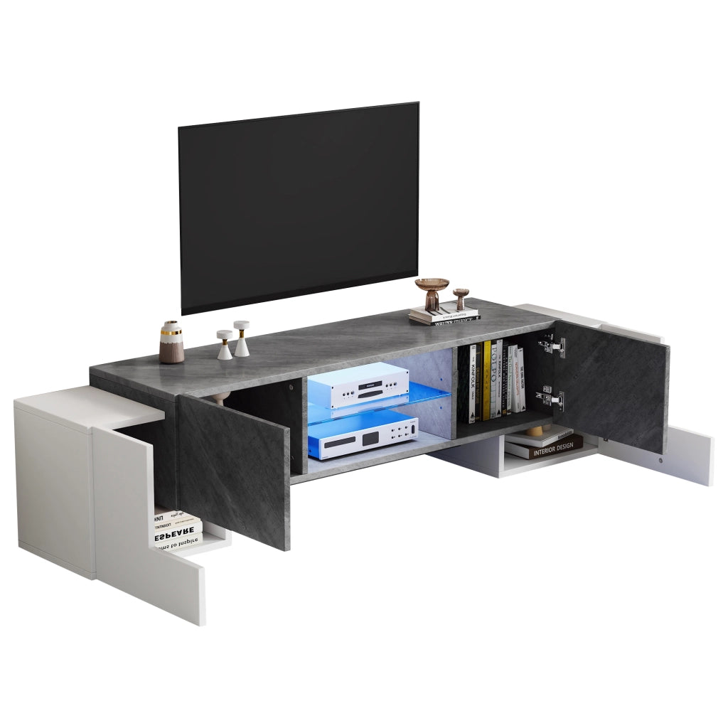 Cassettiera TV bianca e grigia in MDF lunghezza 180 cm