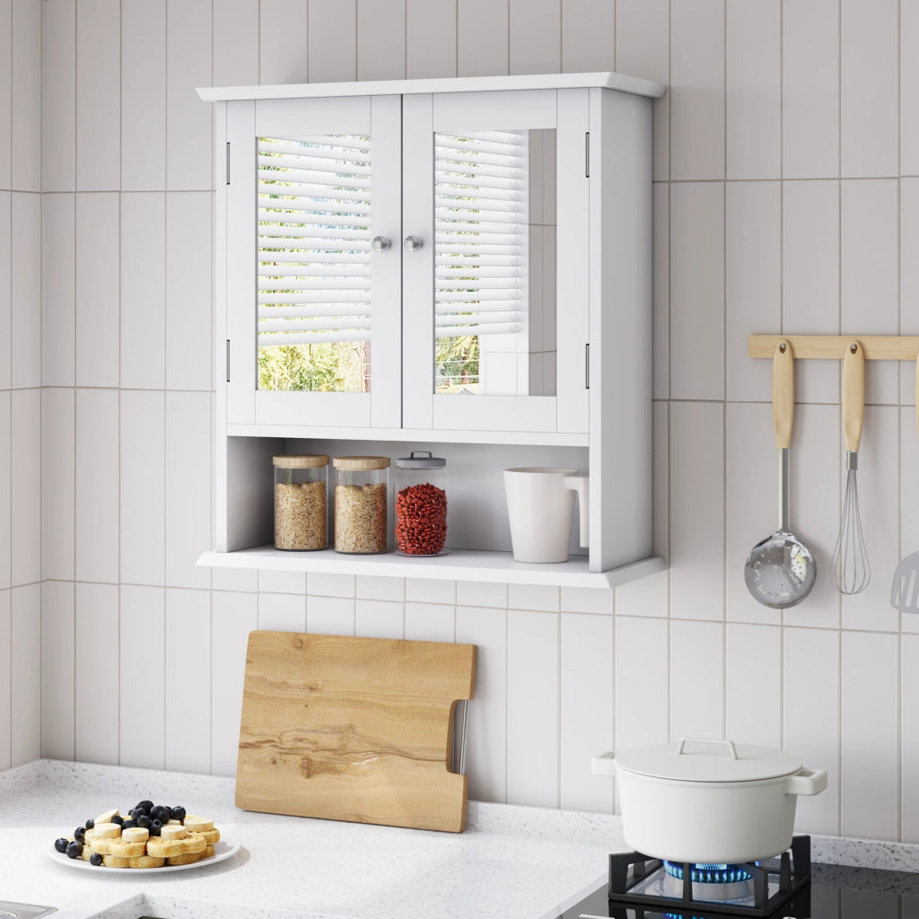 ARMADIO DA BAGNO con specchio 54,6 x 19,8 x 60 cm Bianco MDF