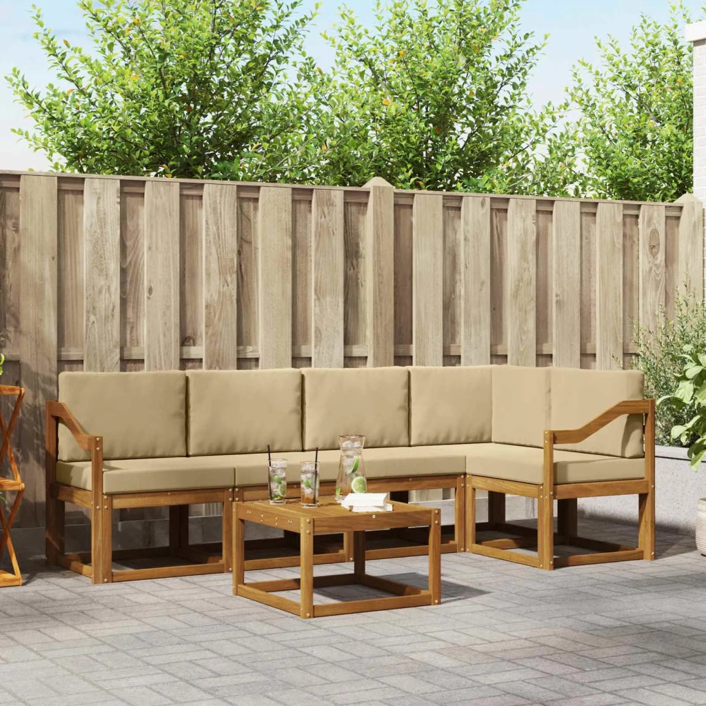 Set di divani da esterno con cuscino 6 pcs Naturale e Beige 3366446