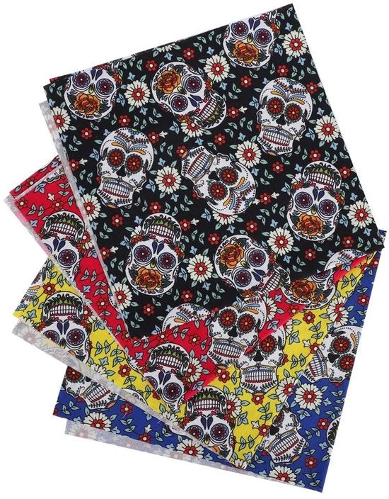 Tessuto di cotone - 4 pezzi - 4 colori - Scheda/Punk - Patchwork - Utilizzo creativo