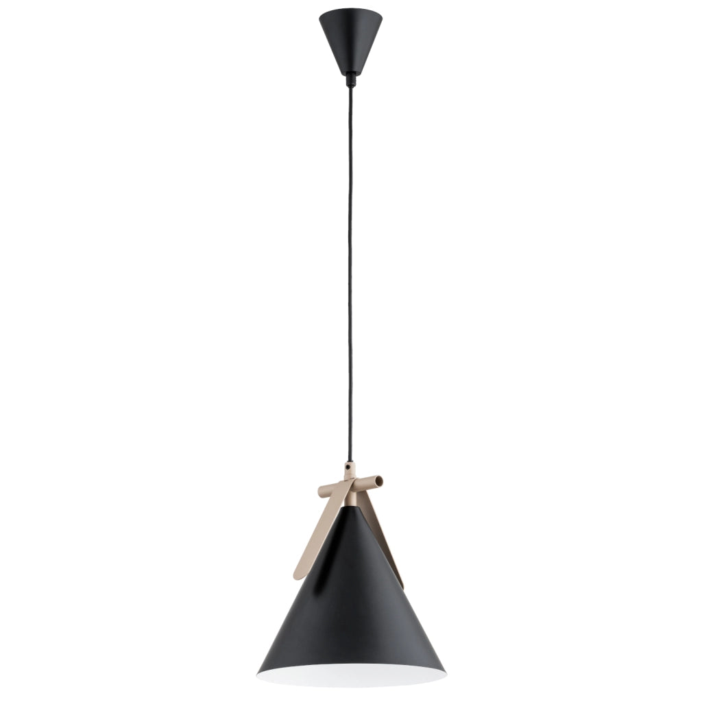 Lampada a sospensione conica nero/beige E27 Felix Alfa