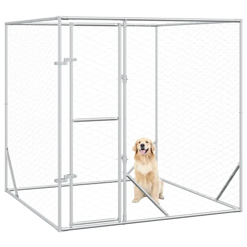 Cuccia per Cani da Esterno Argento 2x2x2 m Acciaio Zincatocod mxl 119044