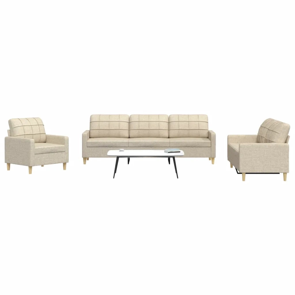 Set di Divani 3 pz Crema in Tessuto 3278289