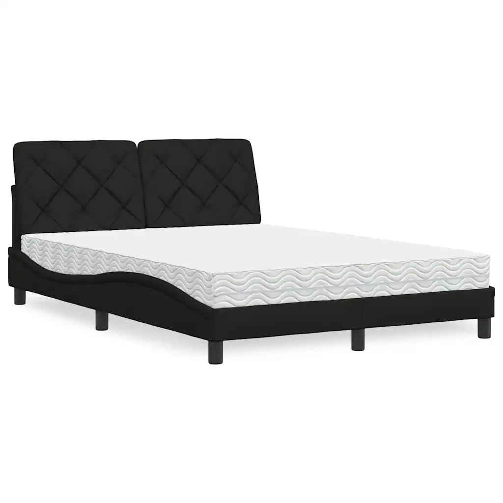 Letto con Materasso Nero 120x200 cm in Tessuto 3310729