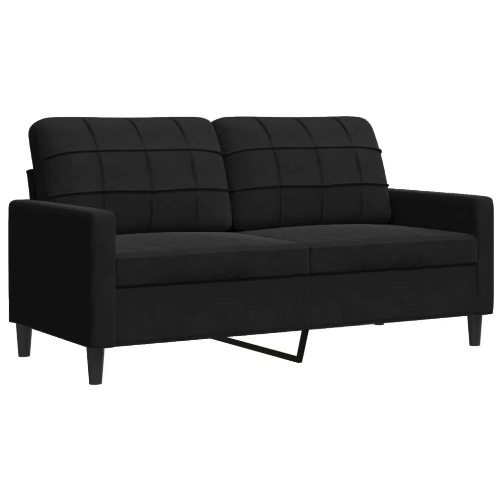 Set di Divani 2 pz con Cuscini e Rinforzi Nero in Velluto 3278496