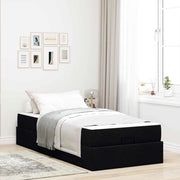 Struttura letto con materasso 2 pcs-Giroletto Nero Tessuto 282841