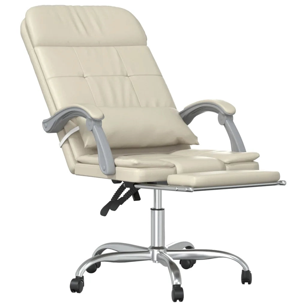 Poltrona da Ufficio Massaggiante Reclinabile Crema Similpelle 349710
