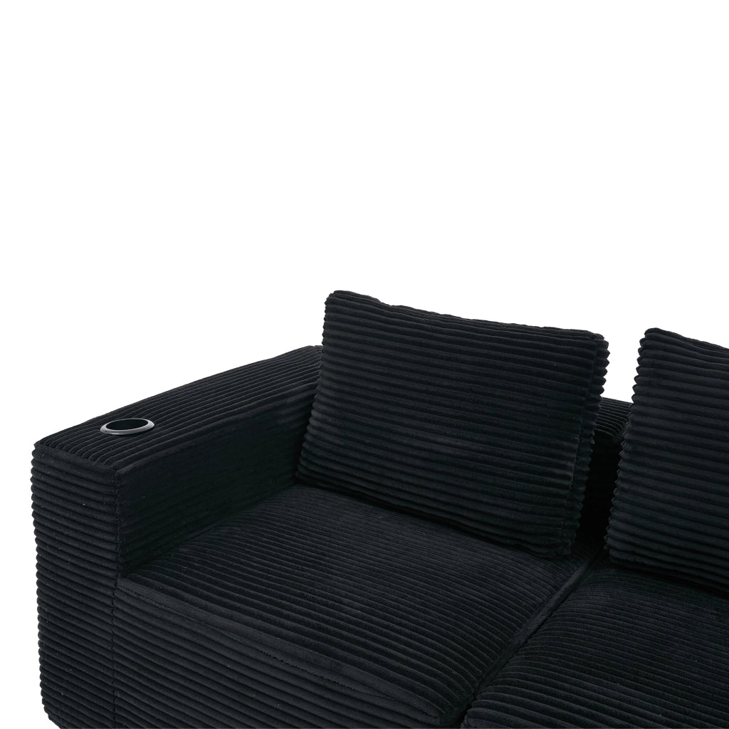 Divano 2 Posti con Cuscini e Portabicchieri ¨C MINIMAL ¨C Tessuto, 265 cm
