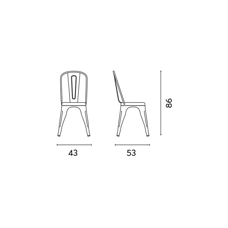 Set Di 4 Sedie Lamiera Impilabile Piombo Moia