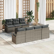 Set Divano da Giardino con cuscino 8 pcs Grigio polyrattan 3354958