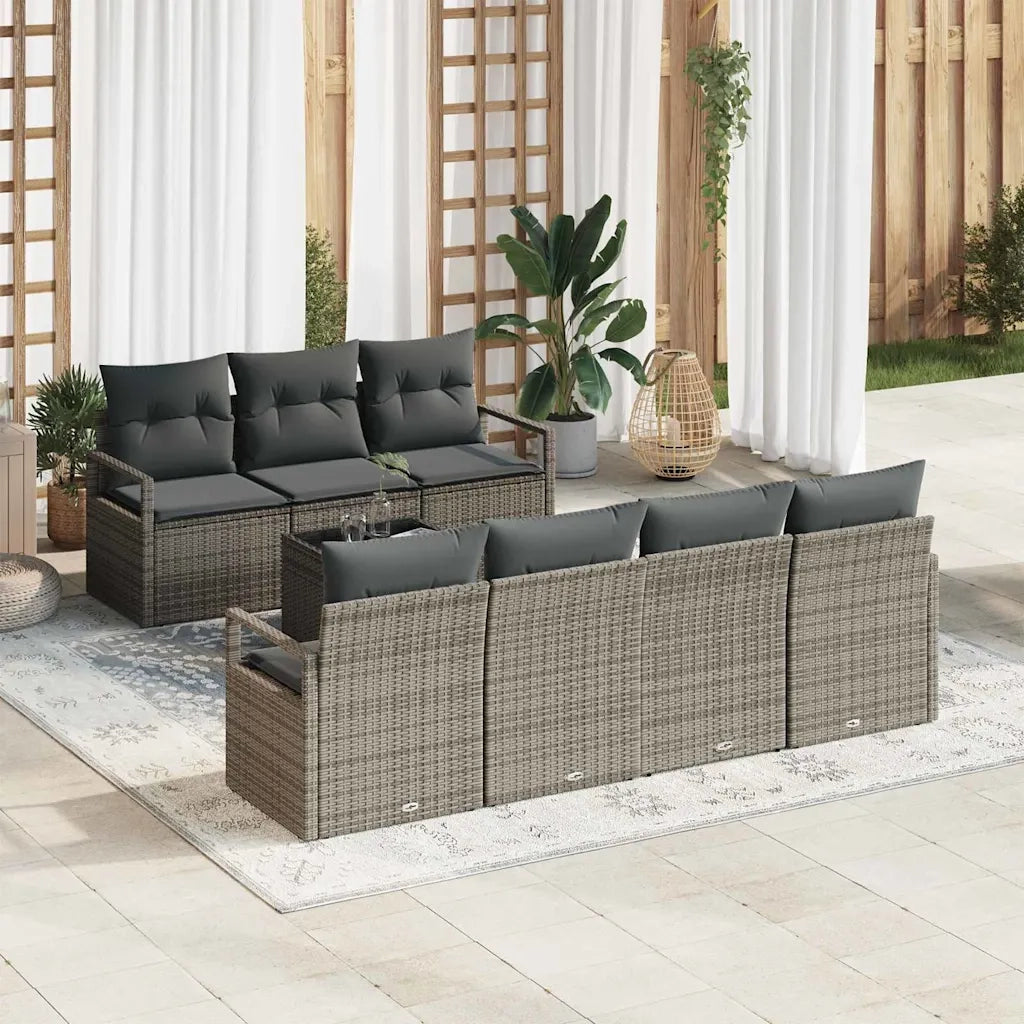 Set Divano da Giardino con cuscino 8 pcs Grigio polyrattan 3354958